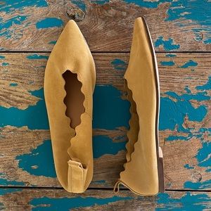 Klub Nico Naomi scalloped suede pointy ballet flats NWOT